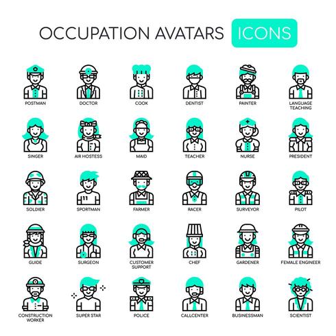 Occupation Avatars , Thin Line and Pixel Perfect Icons vector