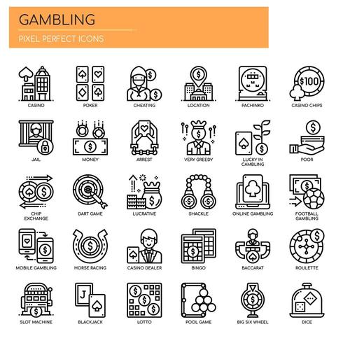 Gambling Elements , Thin Line and Pixel Perfect Icons vector