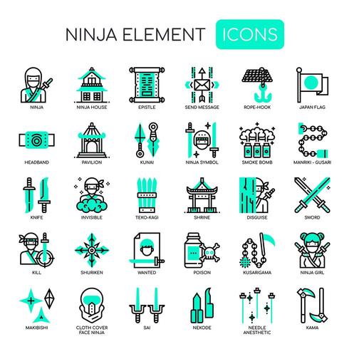 Ninja Elements , Thin Line and Pixel Perfect Icons vector