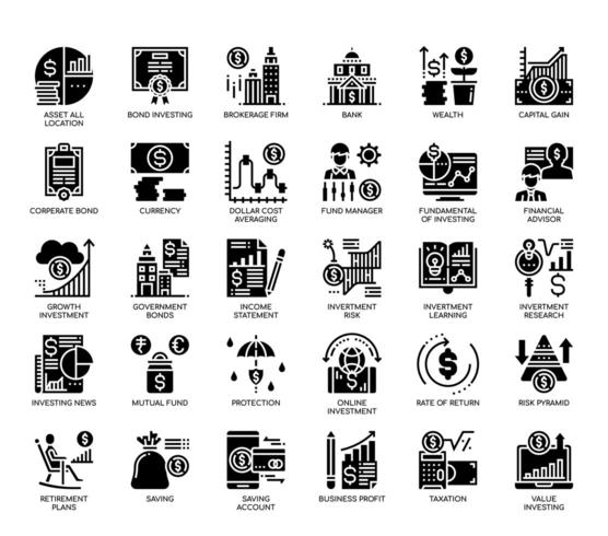 Saving and Investment , Glyph Icons vector