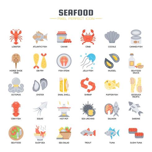 Seafood , Thin Line and Pixel Perfect Icons vector