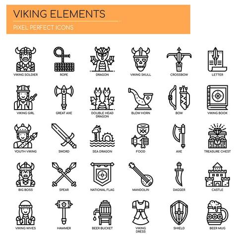 Viking Elements , Thin Line and Pixel Perfect Icons vector