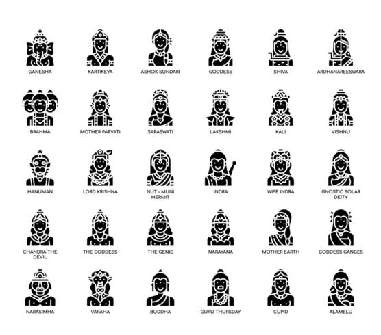 Hindu Gods , Thin Line and Pixel Perfect Icons vector