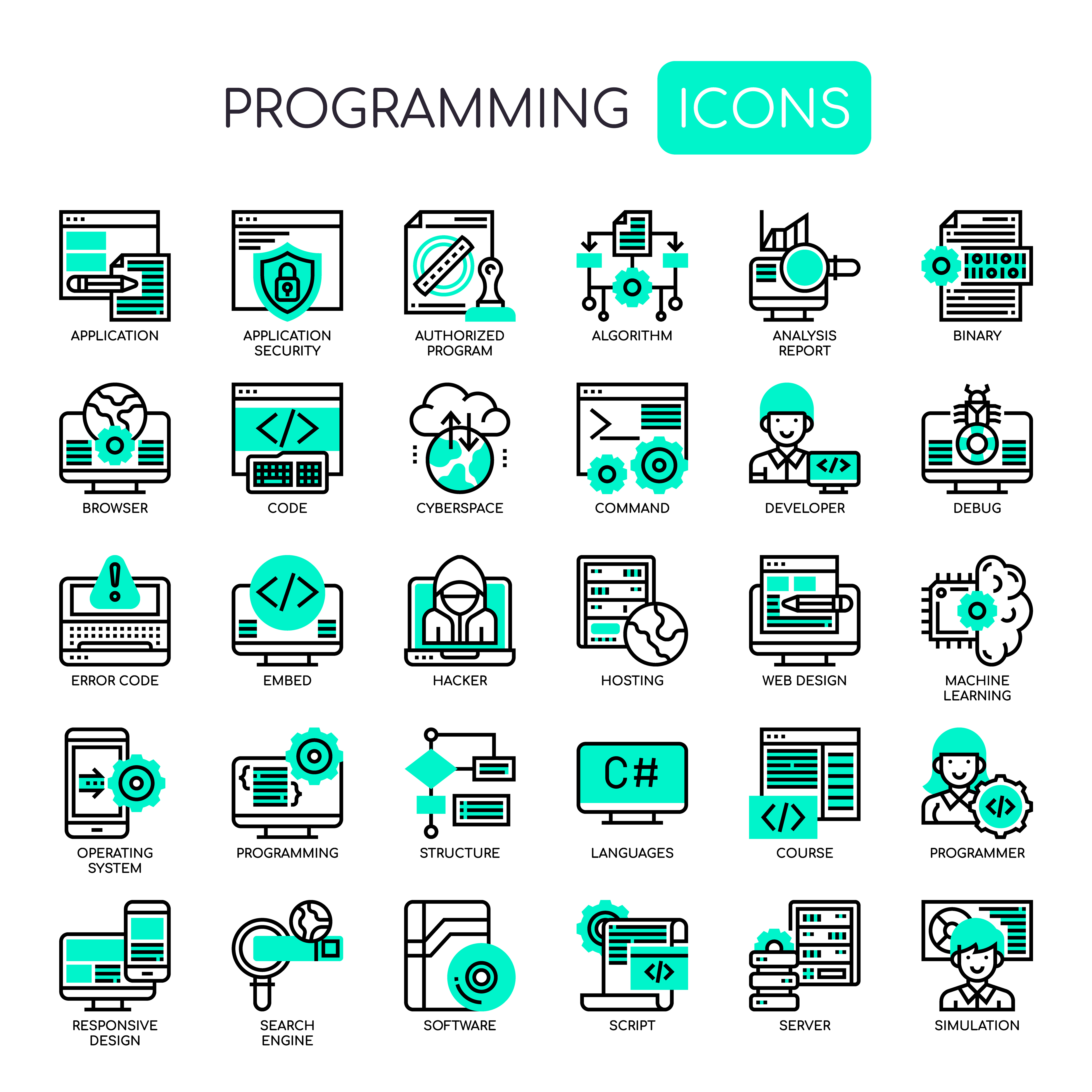 Programming , Thin Line and Pixel Perfect Icons 681035 Vector Art at ...