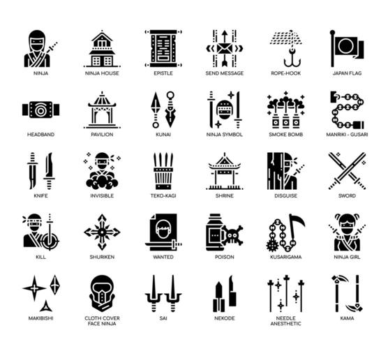 Ninja Elements , Glyph Icons vector