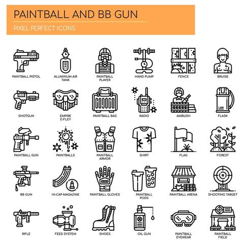 Paintball y BB Gun, Thin Line y Pixel Perfect Icons vector