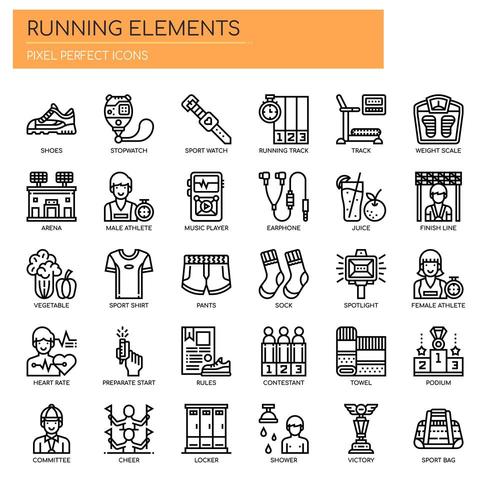 Running Elements, Thin Line y Pixel Perfect Icons vector