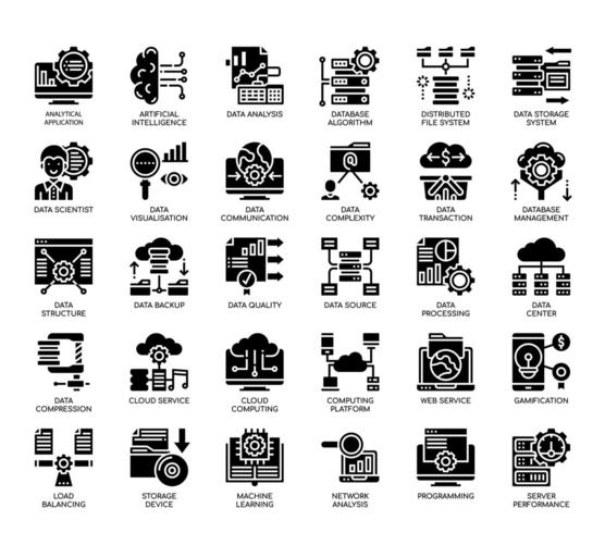 Big Data, Thin Line y Pixel Perfect Icons vector