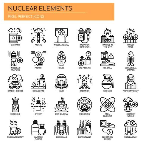 Nuclear Elements , Thin Line and Pixel Perfect Icons vector