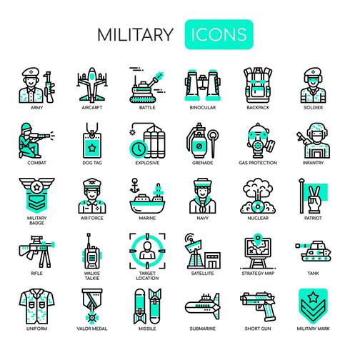 Military Elements , Thin Line and Pixel Perfect Icons vector