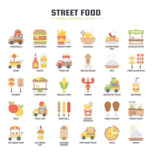 Street Food and Food Truck , Thin Line and Pixel Perfect Icons vector