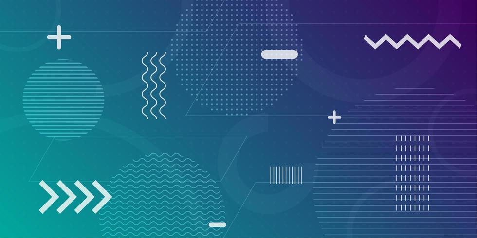 Blue green gradient retro geometric shapes background  vector
