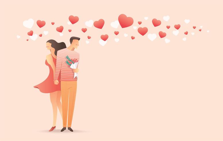 Hombre y mujer tomados de la mano para el día de san valentín vector