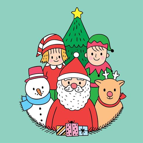 Santa claus and friends  vector