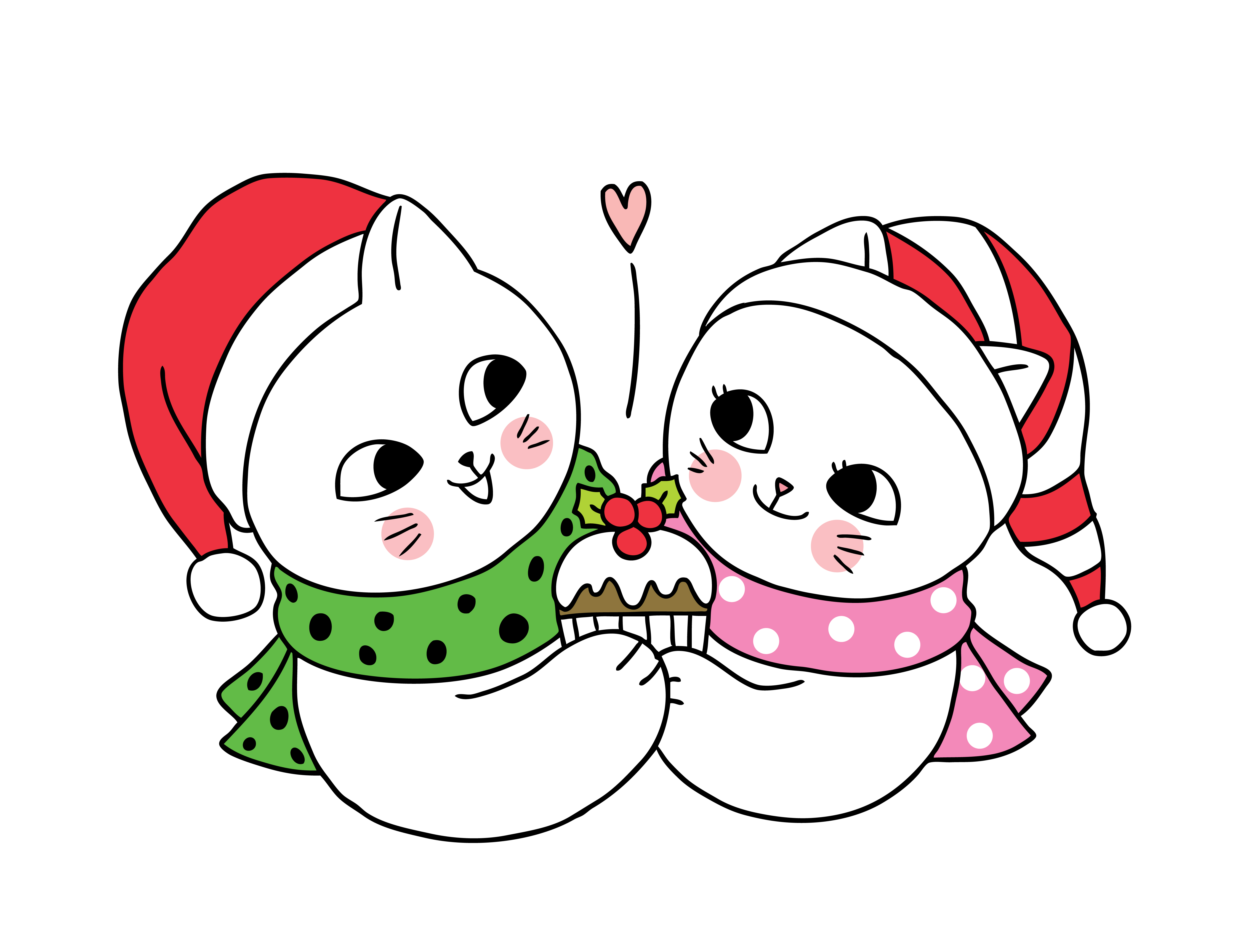 Cartoon cute Christmas couple cats and cupcake 681210 Vector Art at Vecteezy Cartoon cute Christmas couple cats and cupcake 681210 Vector Art at Vecteezy
