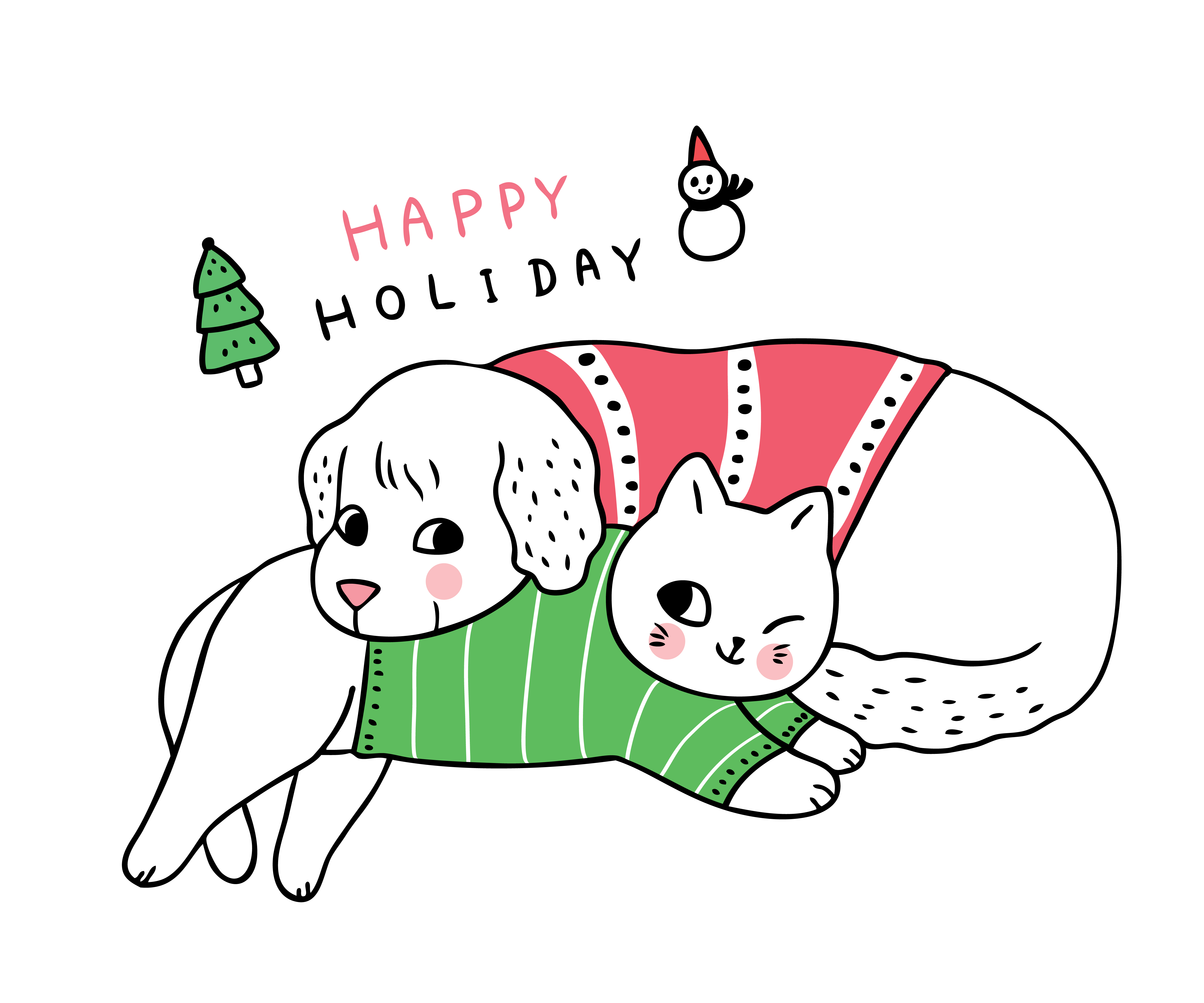 cute christmas dog cartoon