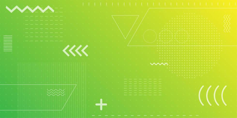 Bright neon green and yellow retro shapes background  vector
