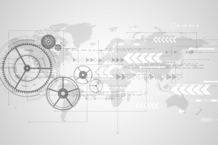 Grey and white global tech concept  vector
