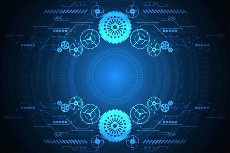 Abstract gear and digital shapes tech background  vector