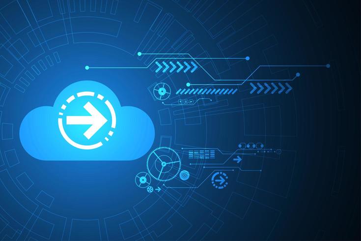 Digital cloud technology background  vector