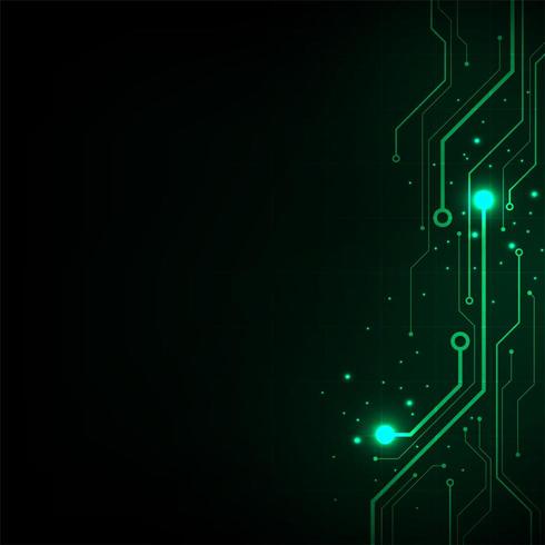 Fondo de línea de tecnología verde brillante minimalista vector