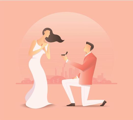 man proposing to a woman vector