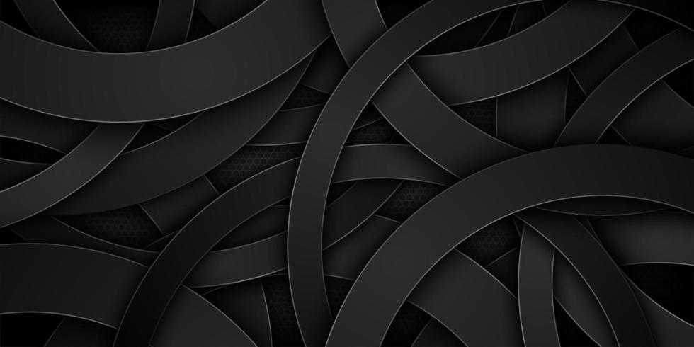 Formas curvas 3d abstractas superpuestas negras vector