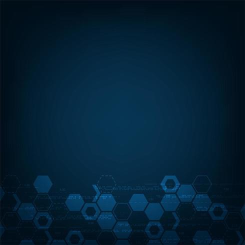 Fondo de tecnología de mosaico hexagonal azul oscuro vector