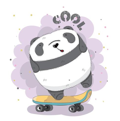 lindo bebé Panda en patineta vector