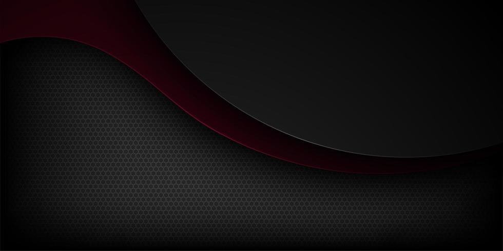 Black abstract dark red and black overlapping curved shape background  vector