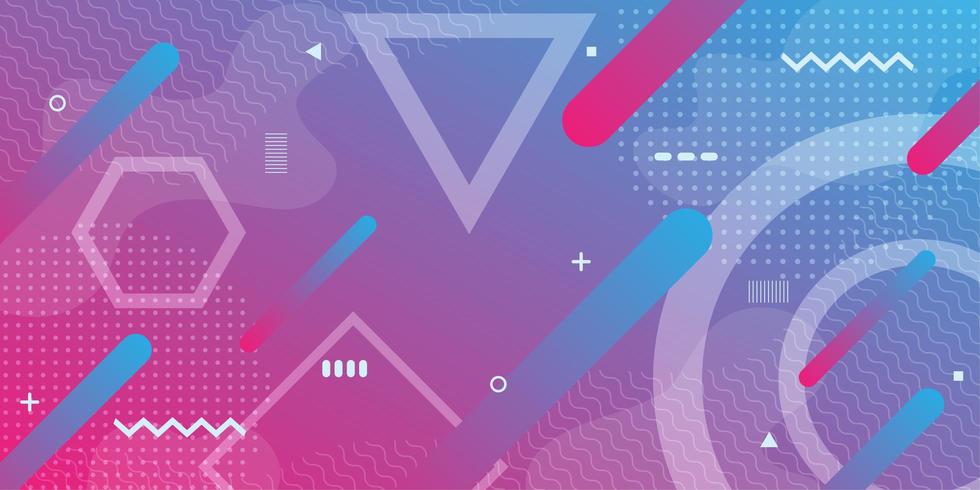Pink purple gradient background with geometric retro shapes  vector