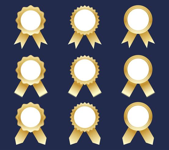 Collection of golden award ribbons vector