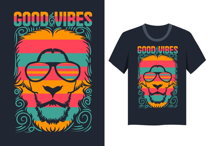 Lion face good vibes illustration t shirt vector