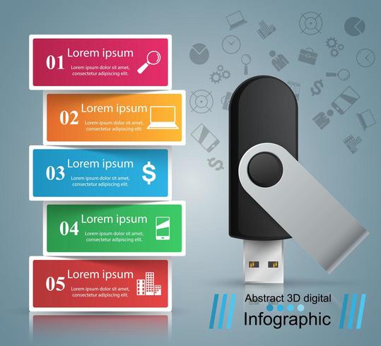 Usb flash icon. Business infographic. vector