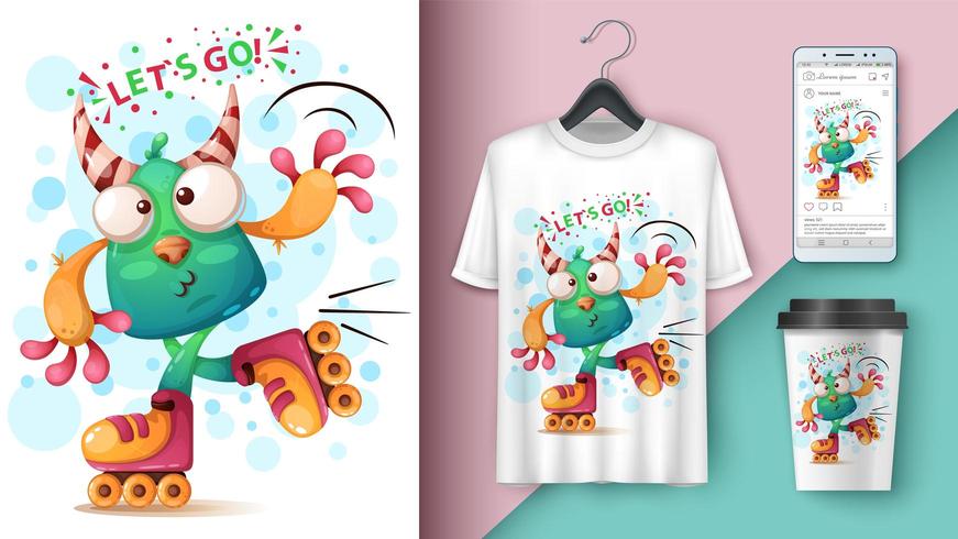 Cute monster - mockup for your idea vector