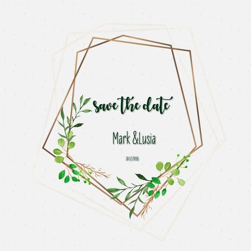 floral geometric wedding frame vector