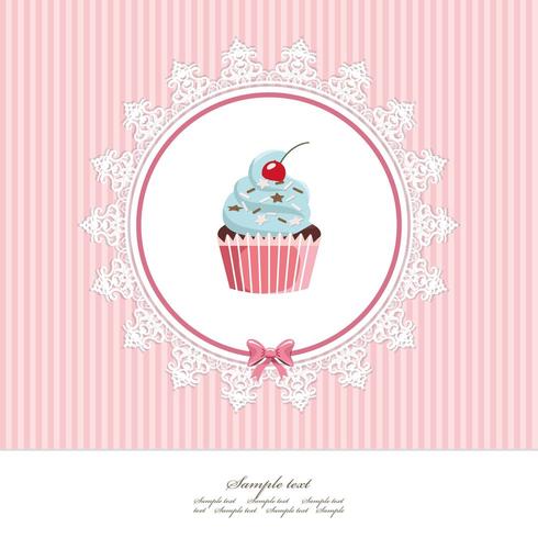 Greeting card template with cupcake vector