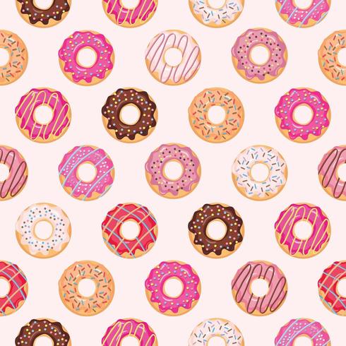 Seamless pattern with glazed donuts. vector