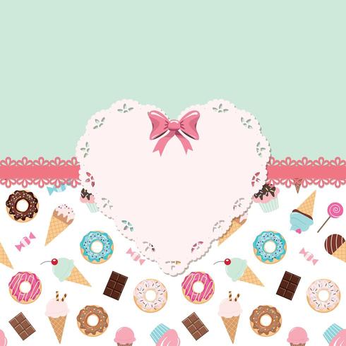 Cute template for girls with lacy doily heart. vector