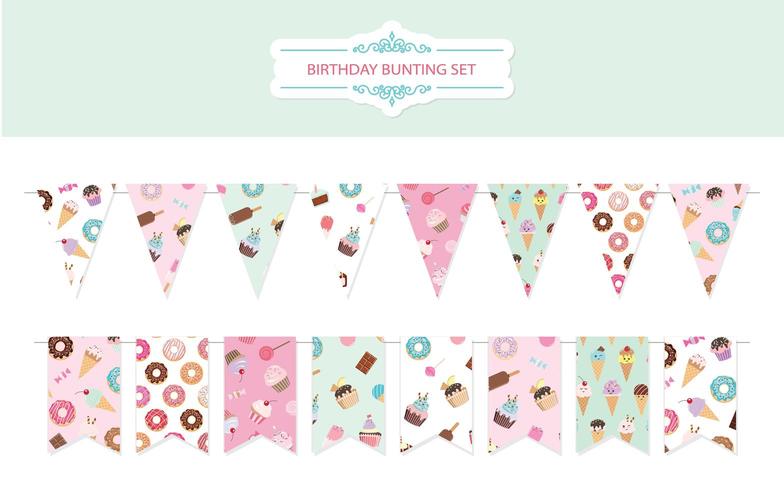 Birthday bunting flags set. vector