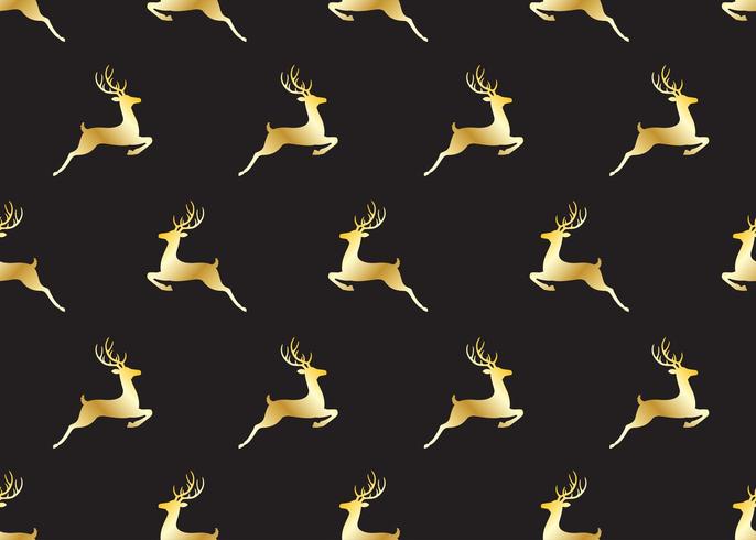 Seamless pattern of golden christmas deers vector