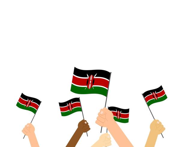 Hands holding Kenya flags vector