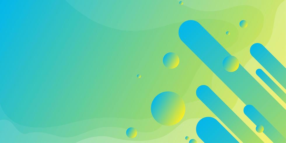 Blue green gradient background with spheres and shapes  vector