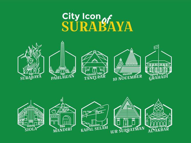 Iconos de la ciudad de Surabaya vector