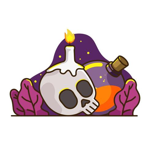 Skull candle and potion vector