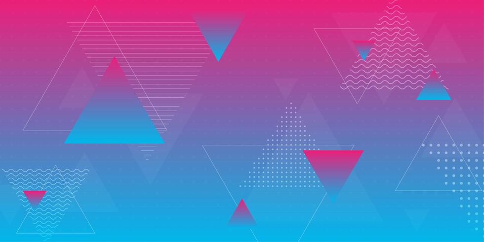 Pink and blue gradient with triangle shapes  vector