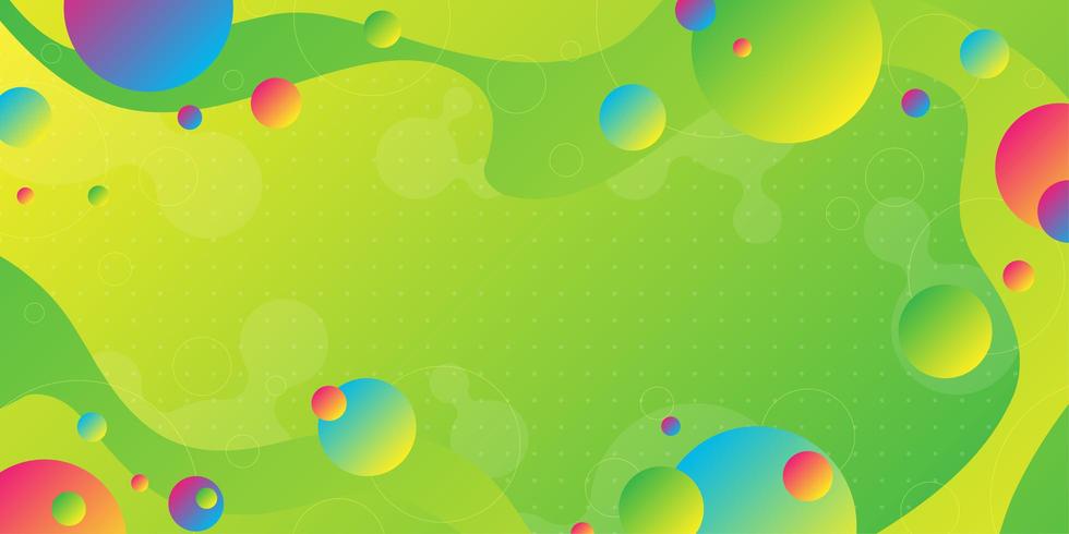 Bright green yellow gradient background with overlapping colorful shapes  vector