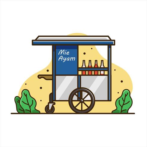 Chicken noodle cart vector