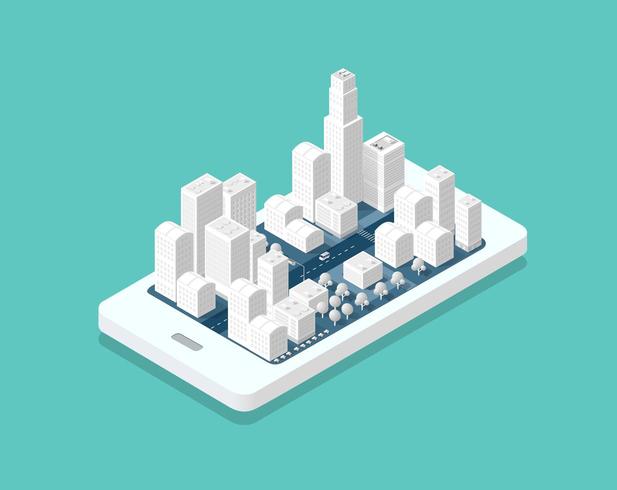 Mapa 3D ciudad isométrica vector