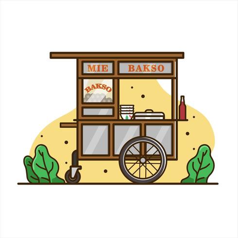 Meatball noodle cart vector